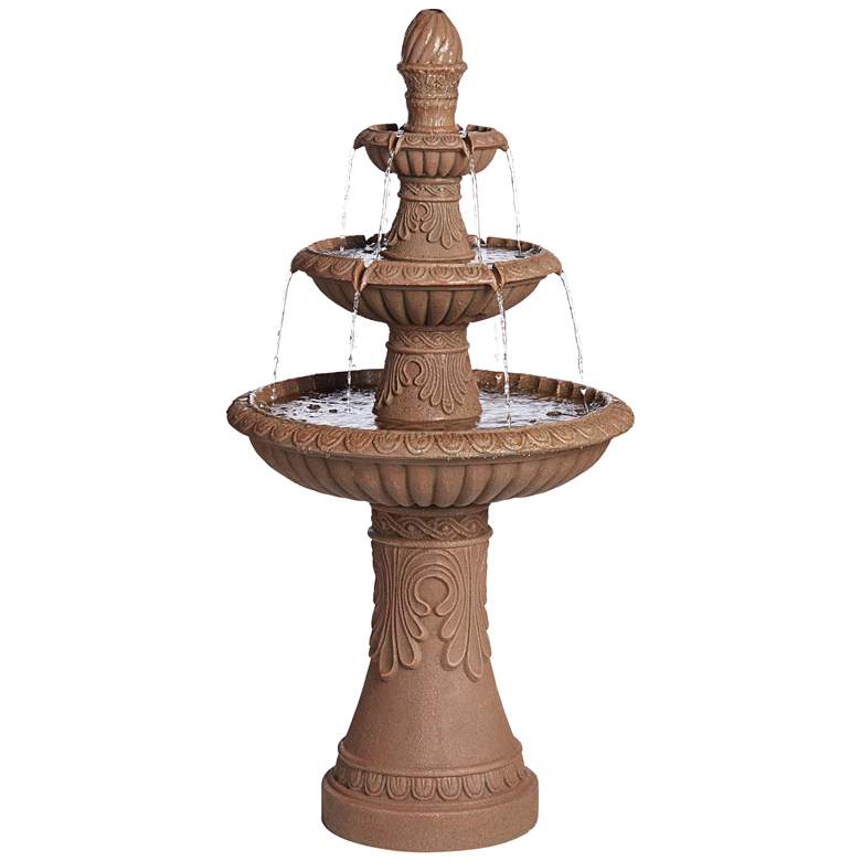 Image 2 Santa Cruz 45 3/4 inch High Faux Stone 3-Tier LED Outdoor Fountain