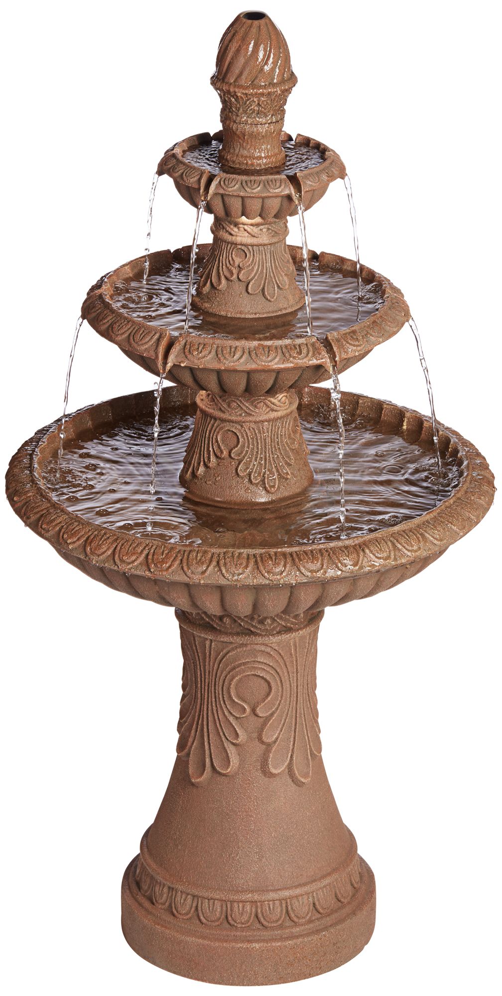 Watch A Video About the Noir Three Tier Faux Stone LED Outdoor Fountain