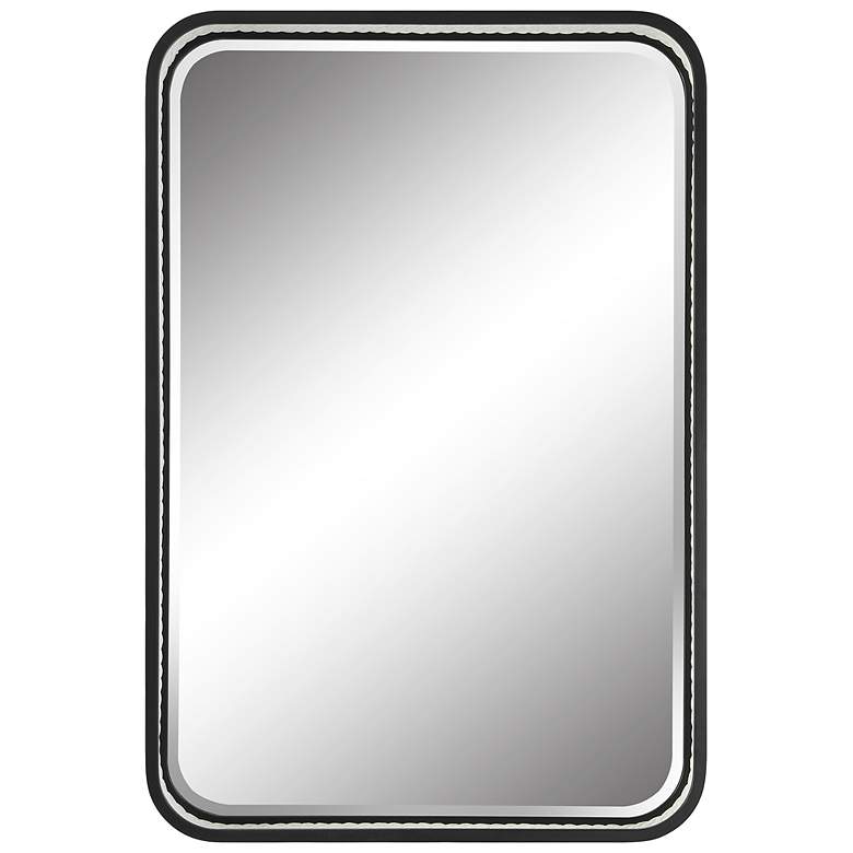 Image 2 Santa Cruz Satin Black and White Rope 25" x 36" Wall Mirror