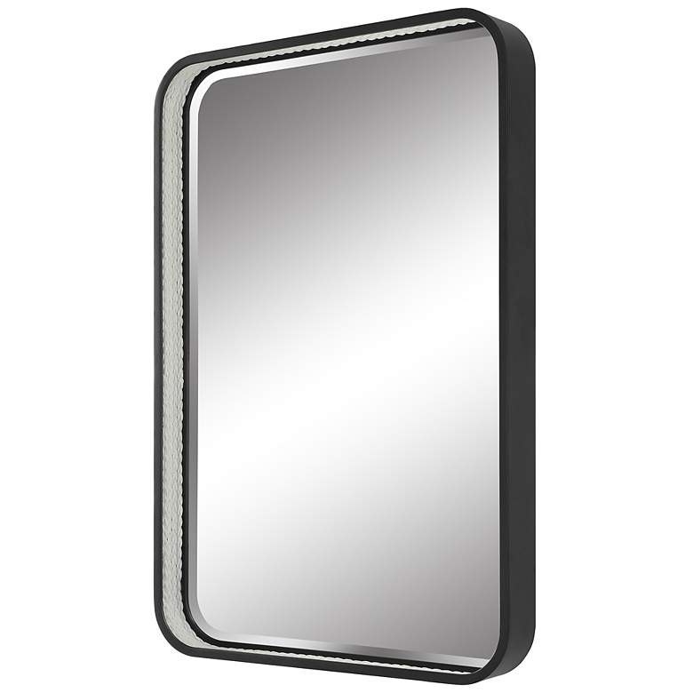 Image 4 Santa Cruz Satin Black and White Rope 25" x 36" Wall Mirror more views