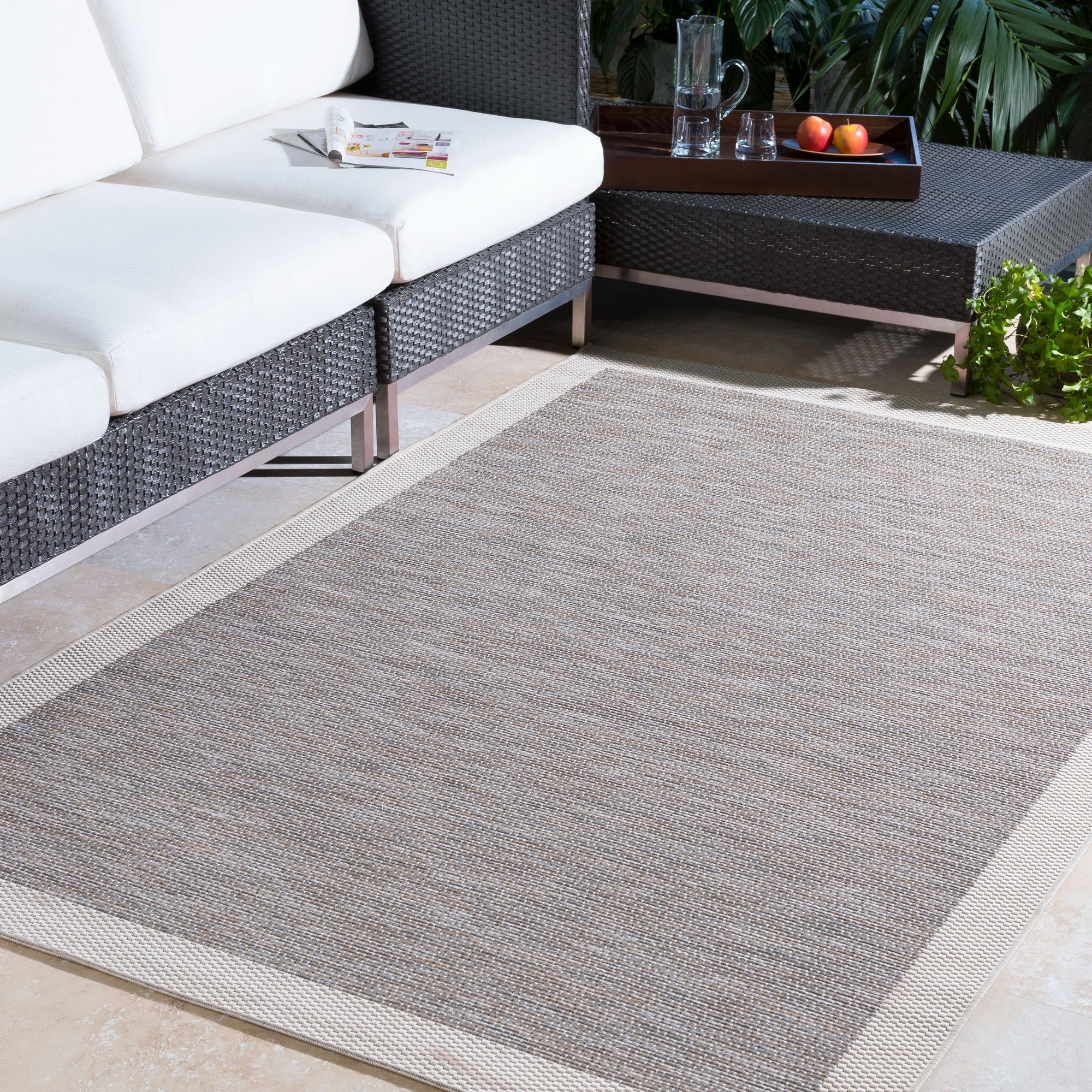 Surya Santa Cruz STZ 6002 Taupe and Cream Outdoor Area Rug