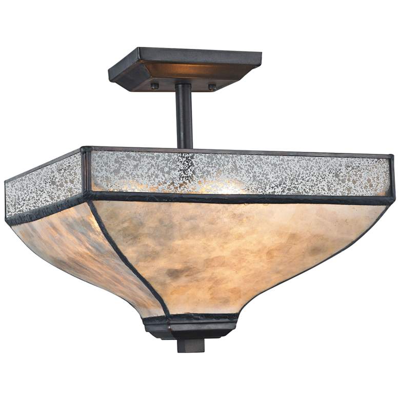 Image 1 Santa Fe 14 inch Wide Tiffany Bronze 3-Light Ceiling Light