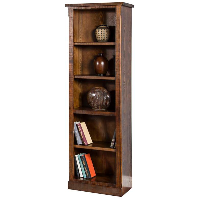 Image 1 Santa Fe 78 inch High Dark Chocolate Wood 4-Shelf Bookcase