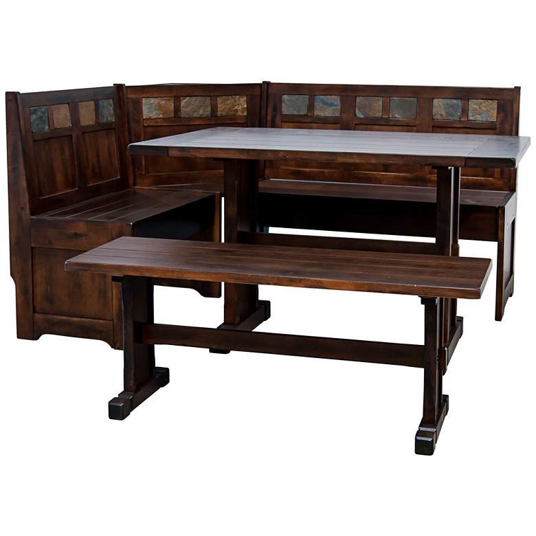 Image 1 Santa Fe Dark Chocolate Wood 4-Piece Breakfast Nook Set