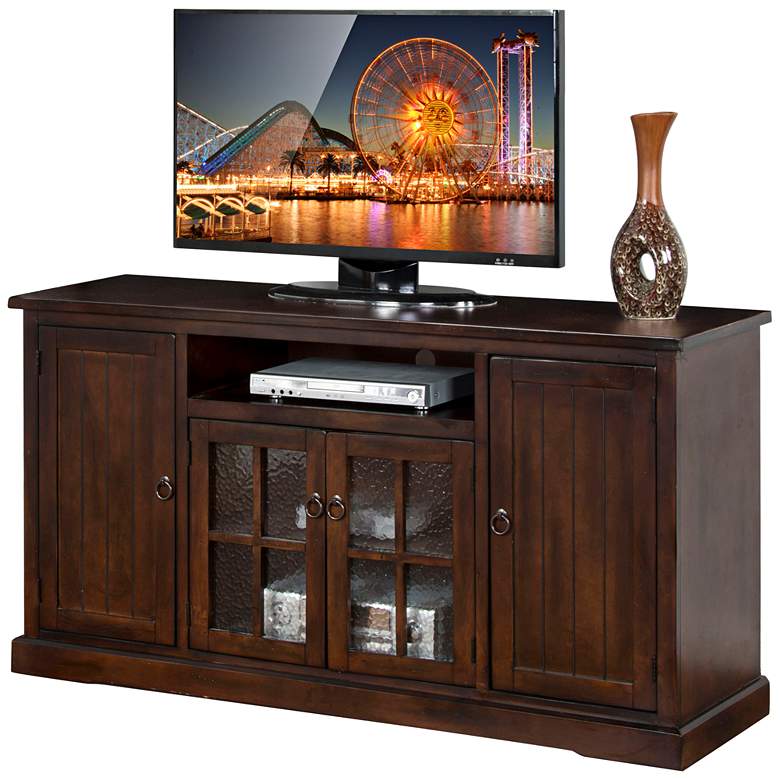 Image 1 Santa Fe Dark Chocolate Wood 64" 4-Door TV Console