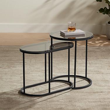 Santa Maria Glass Nesting Accent Tables Set of 2