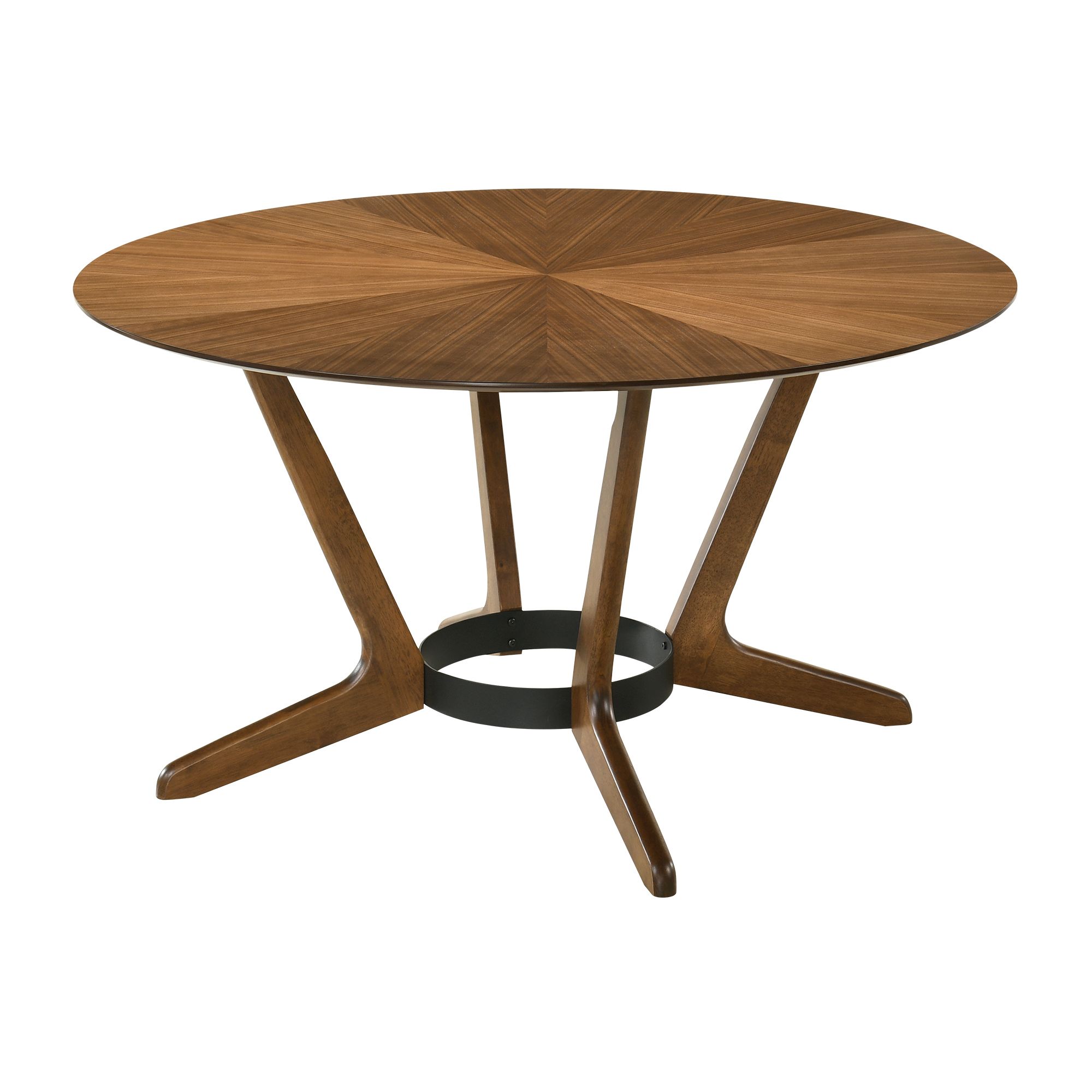 Image 5 Santana 5 Piece Round Dining Table Set in Walnut Wood with Orange Fabric more views