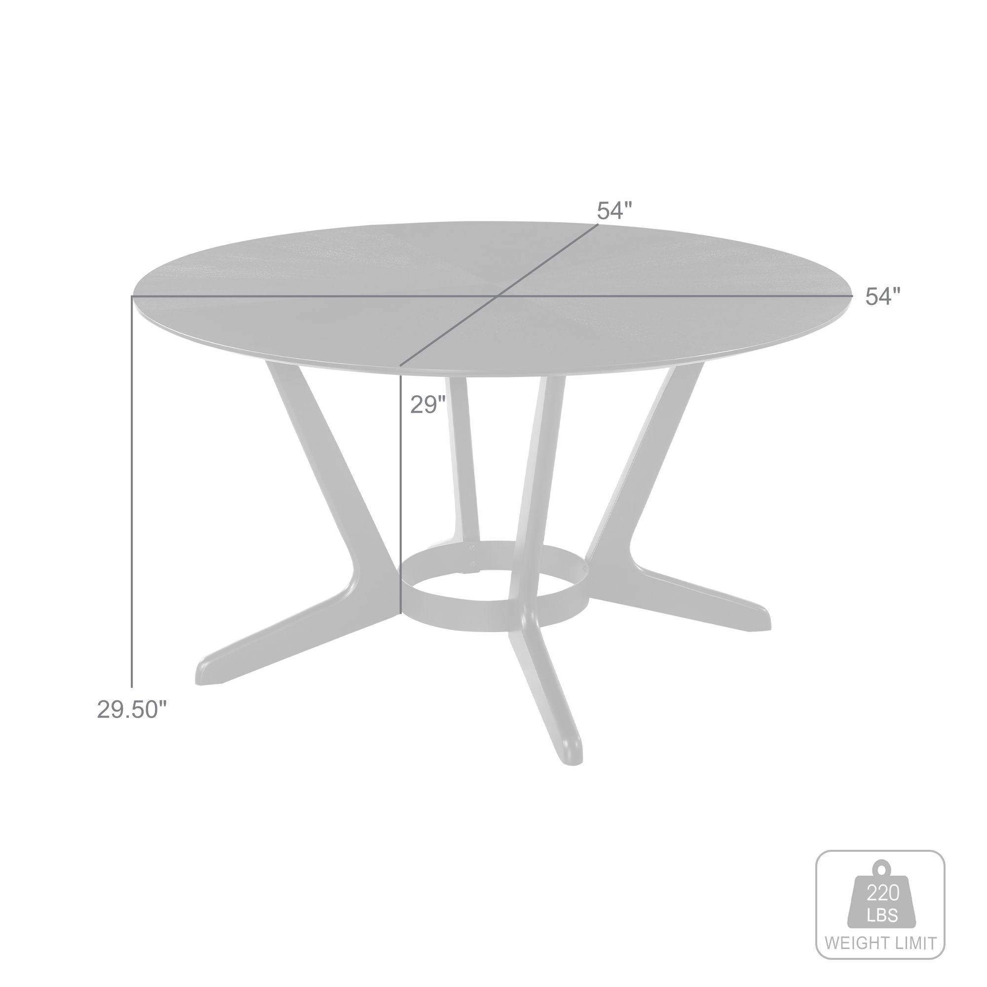 Image 6 Santana 54 in. Round Dining Table in Wood and Black Finish more views
