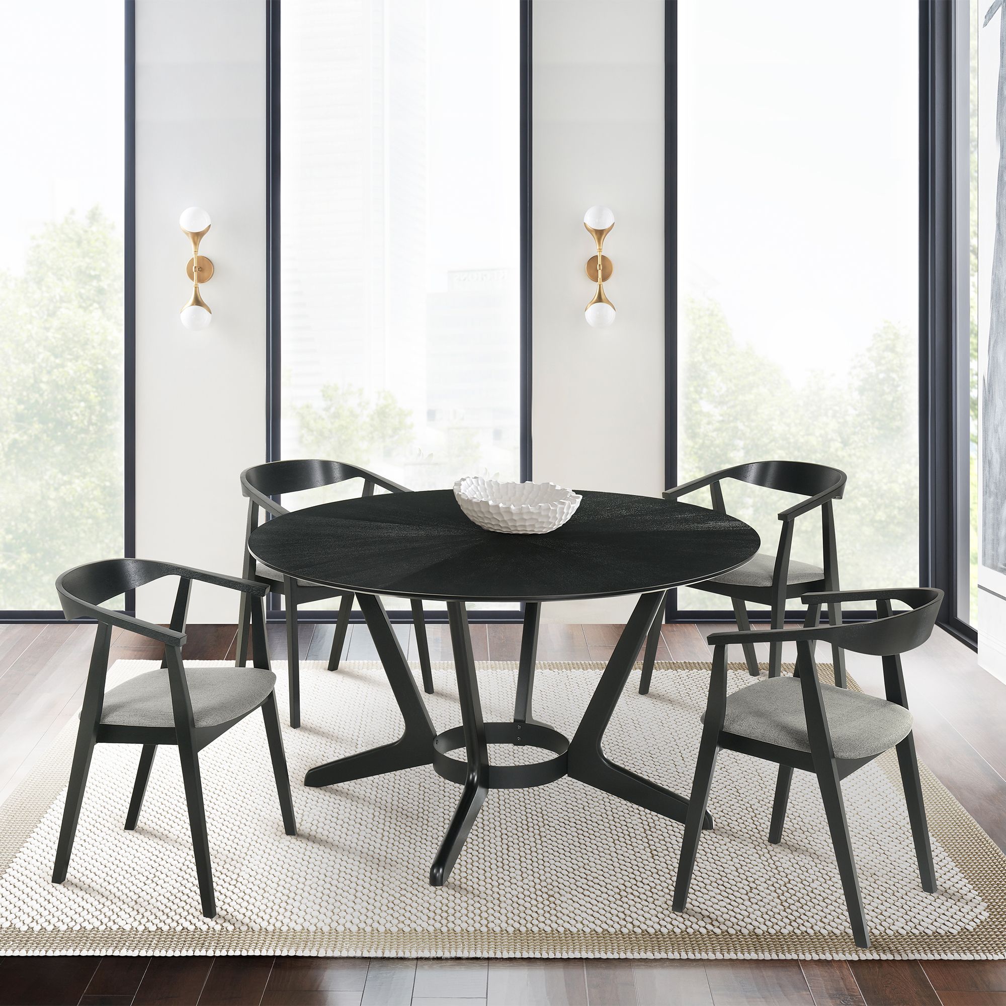 Image 7 Santana 54 in. Round Dining Table in Wood and Black Finish more views