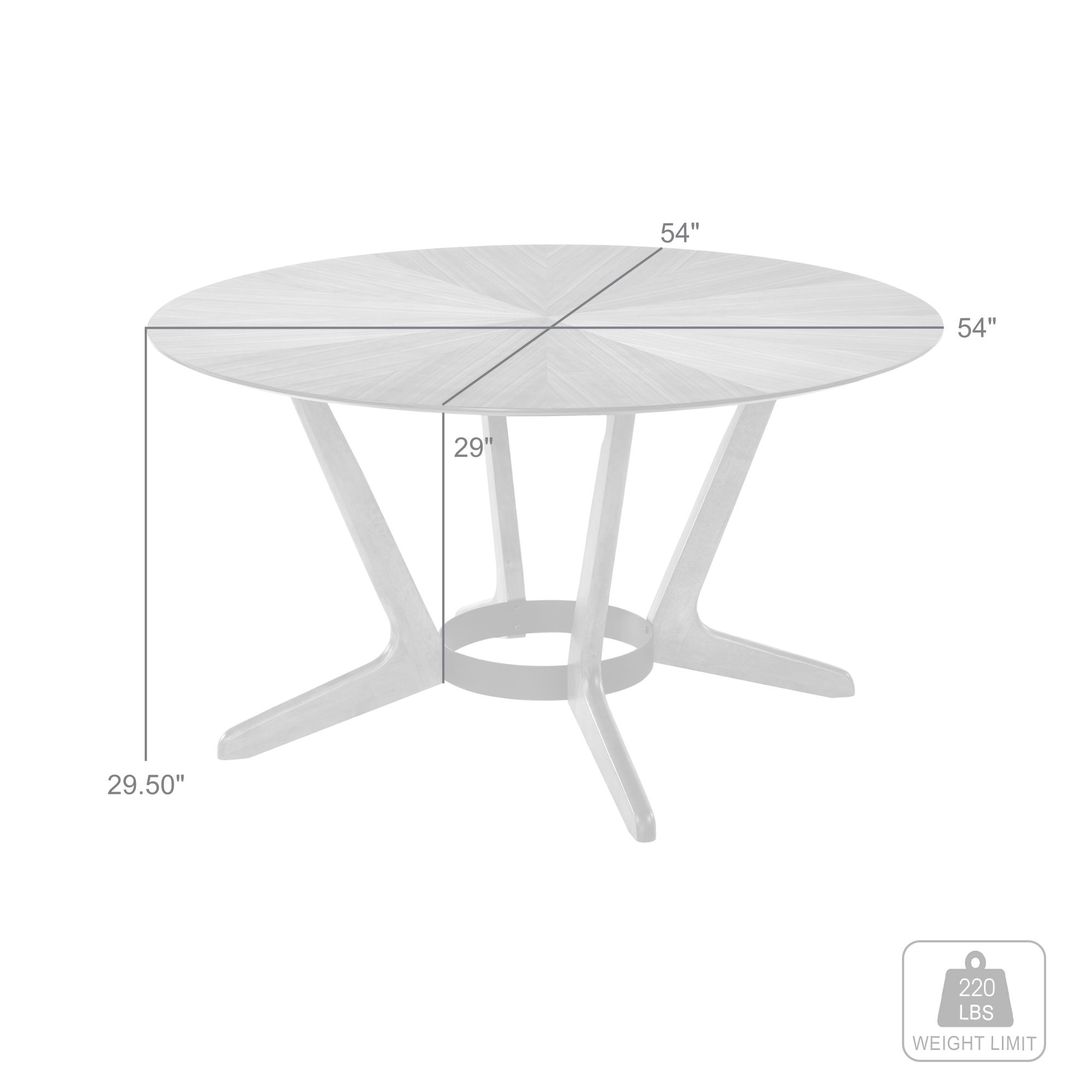 Image 6 Santana 54 in. Round Dining Table in Wood and Walnut Finish more views