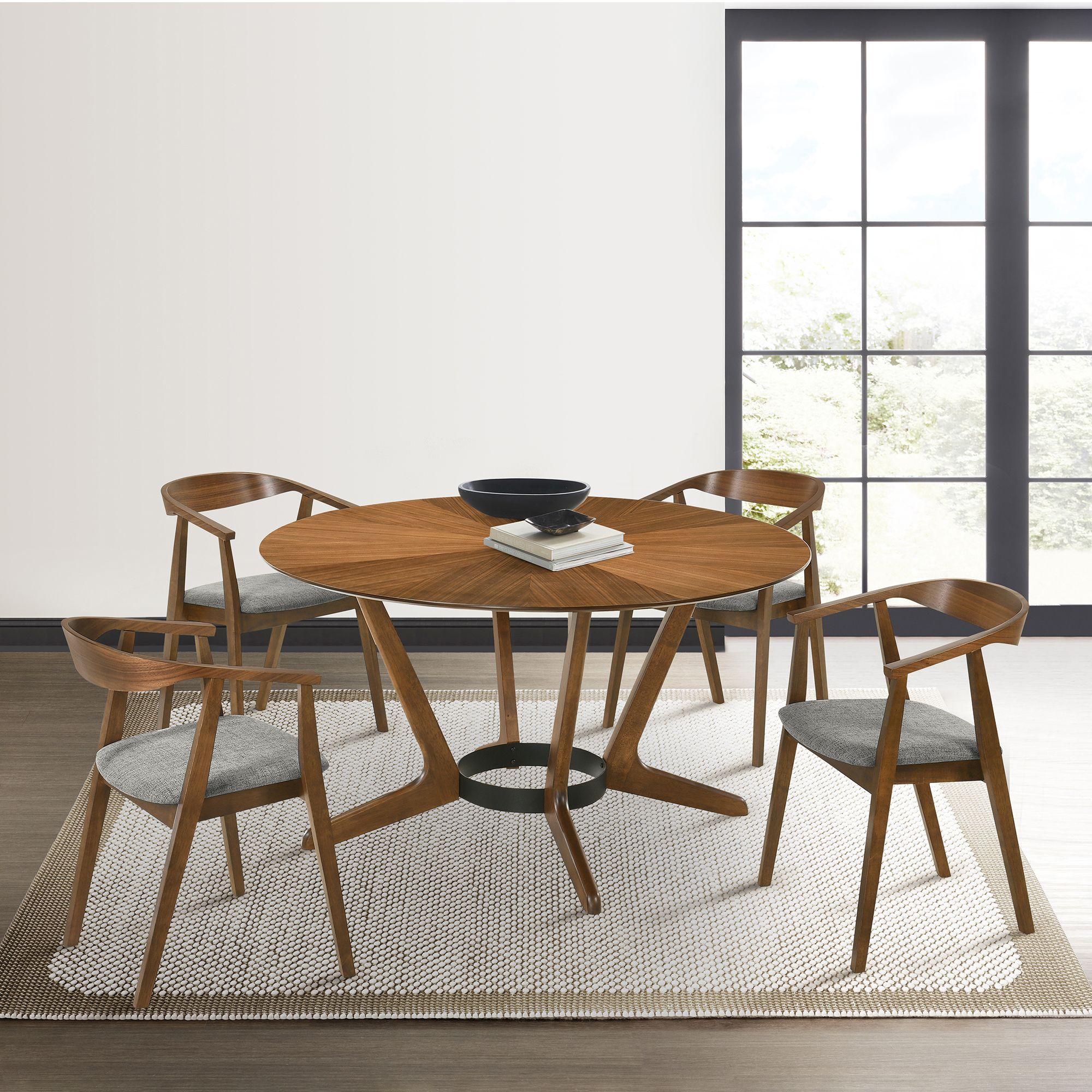 Image 7 Santana 54 in. Round Dining Table in Wood and Walnut Finish more views