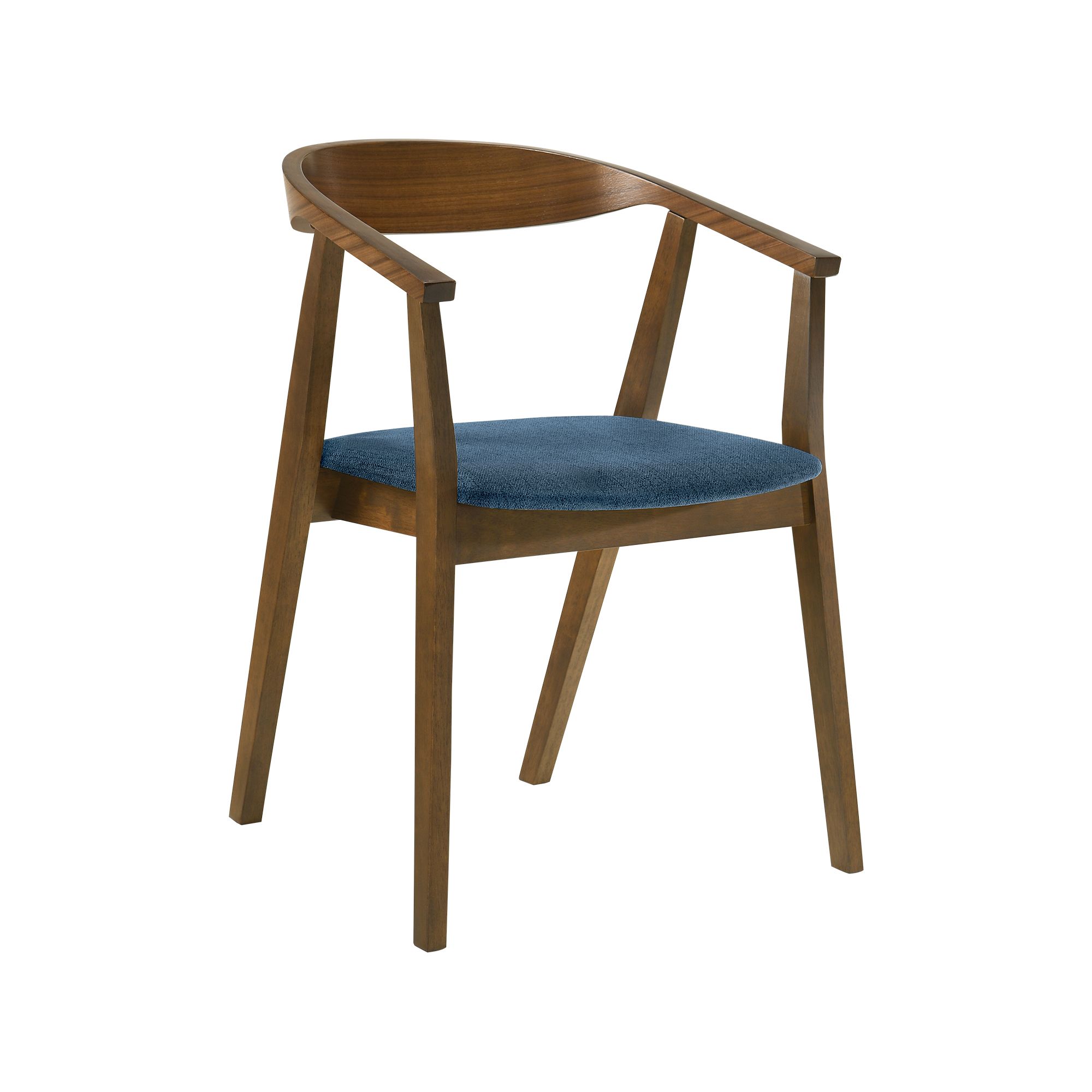 Image 3 Santana Set of 2 Dining Chairs in Wood and Walnut Finish with Blue Fabric more views