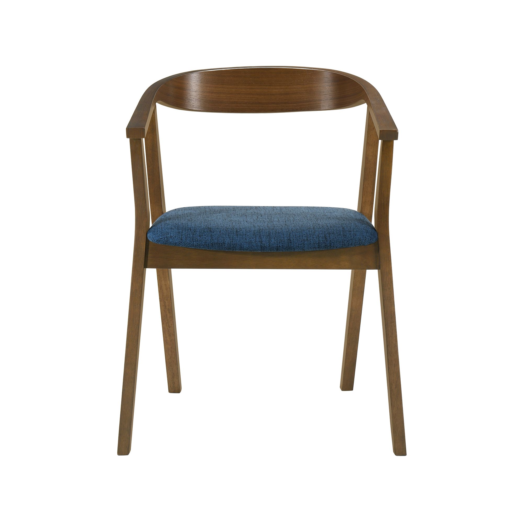 Image 4 Santana Set of 2 Dining Chairs in Wood and Walnut Finish with Blue Fabric more views