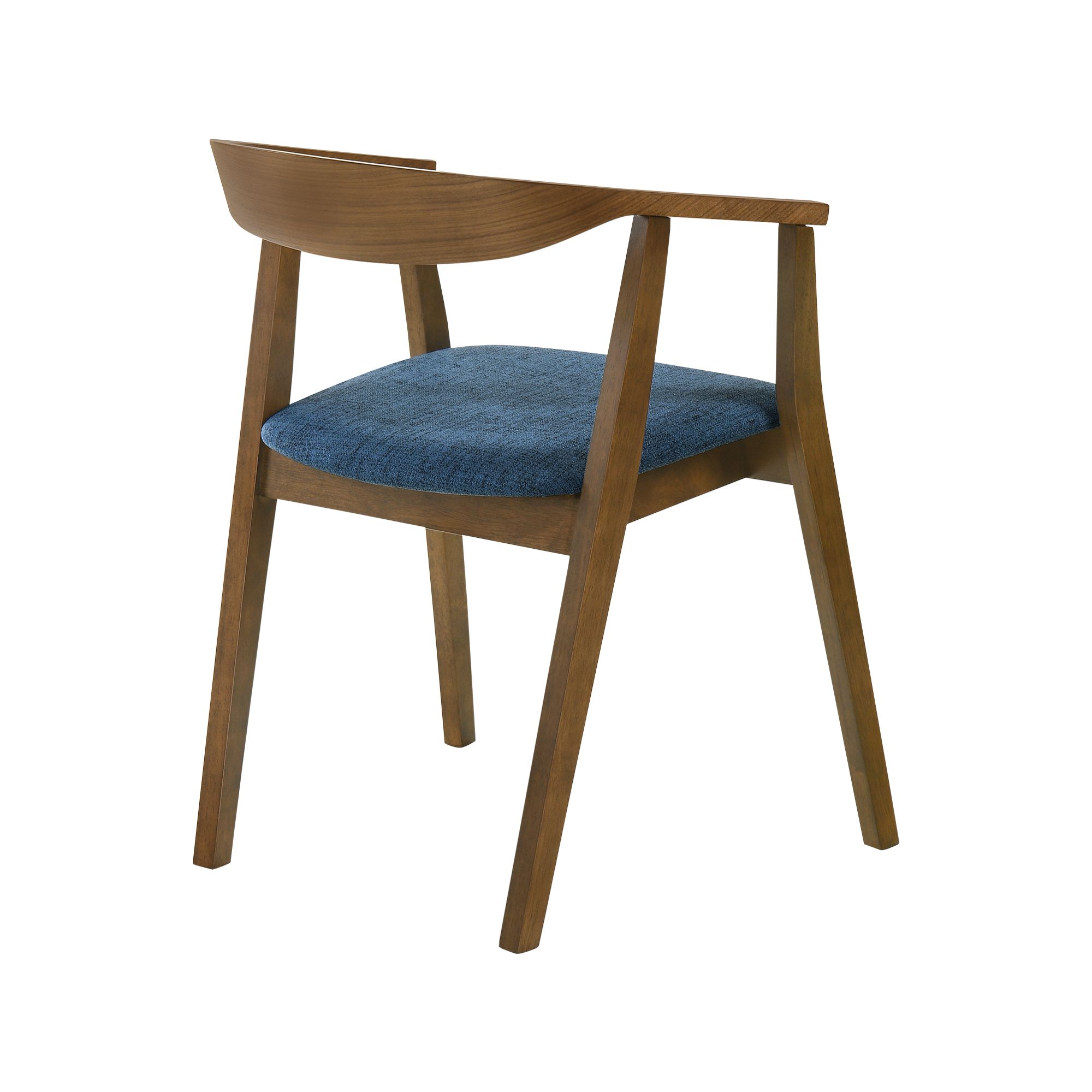 Image 5 Santana Set of 2 Dining Chairs in Wood and Walnut Finish with Blue Fabric more views