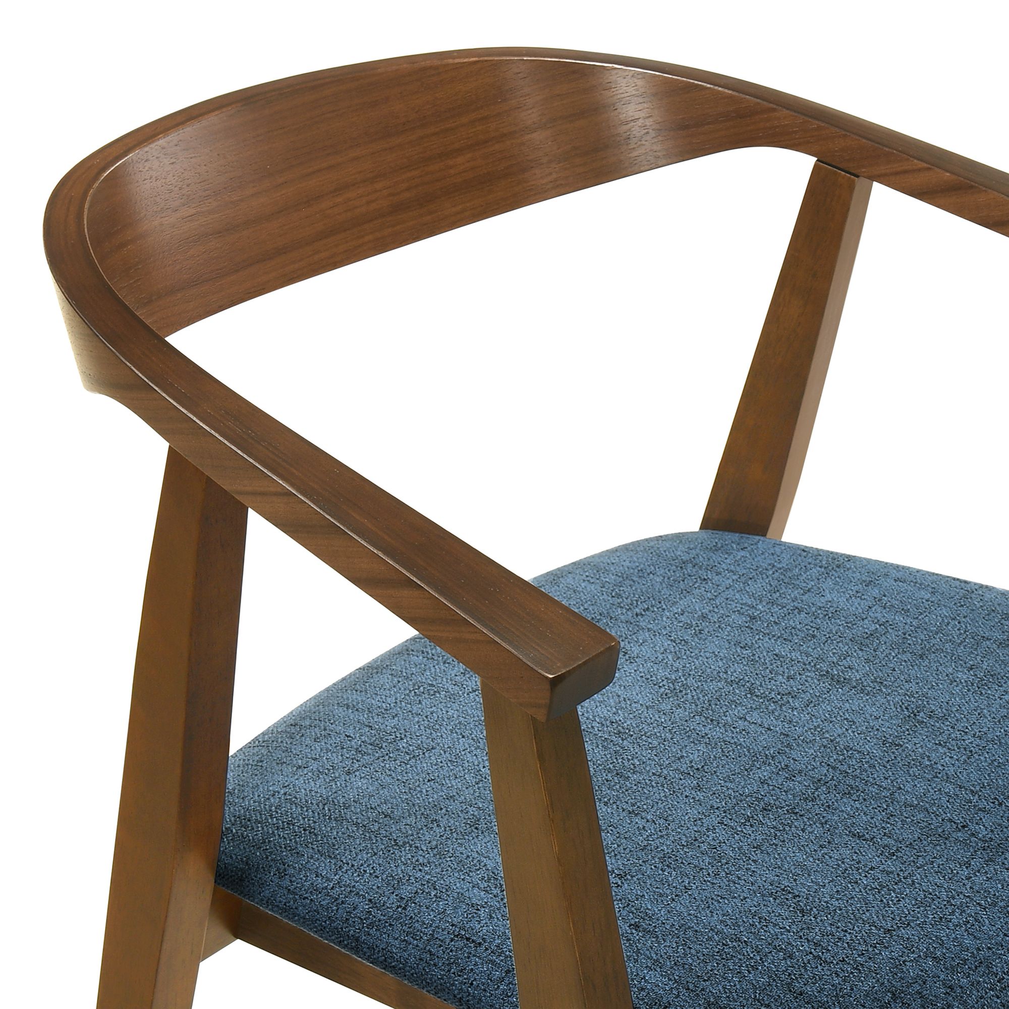 Image 6 Santana Set of 2 Dining Chairs in Wood and Walnut Finish with Blue Fabric more views