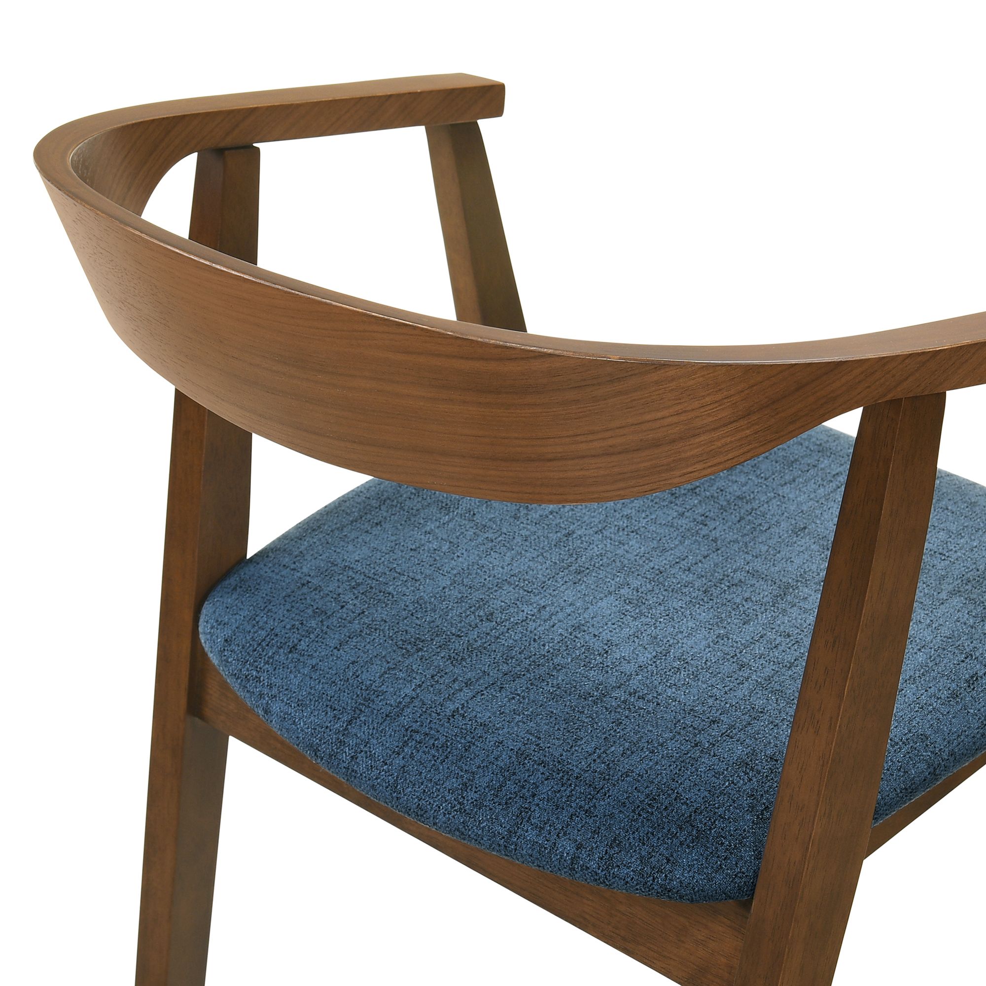 Image 7 Santana Set of 2 Dining Chairs in Wood and Walnut Finish with Blue Fabric more views