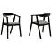 Santana Set of 2 Dining Chairs in Wood, Black Finish and Charcoal Fabric