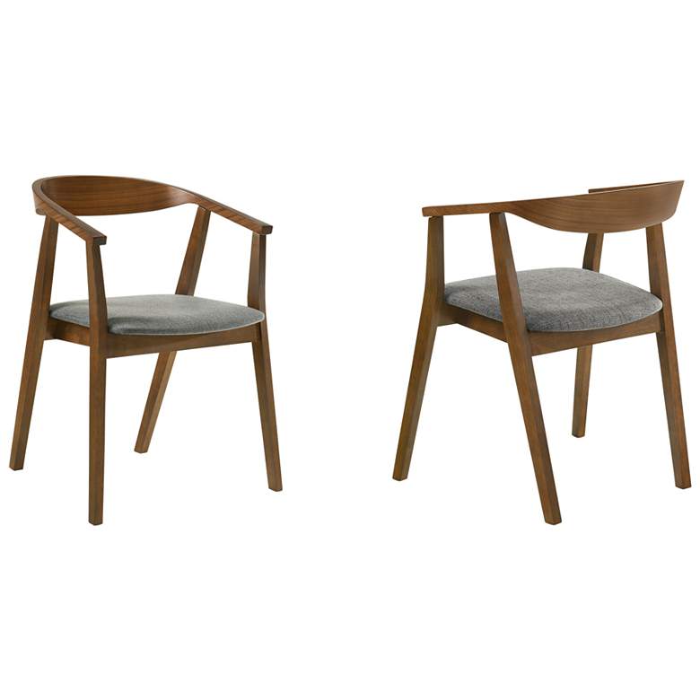 Image 1 Santana Set of 2 Dining Chairs in Wood, Walnut Finish and Charcoal Fabric