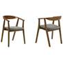 Santana Set of 2 Dining Chairs in Wood, Walnut Finish and Charcoal Fabric