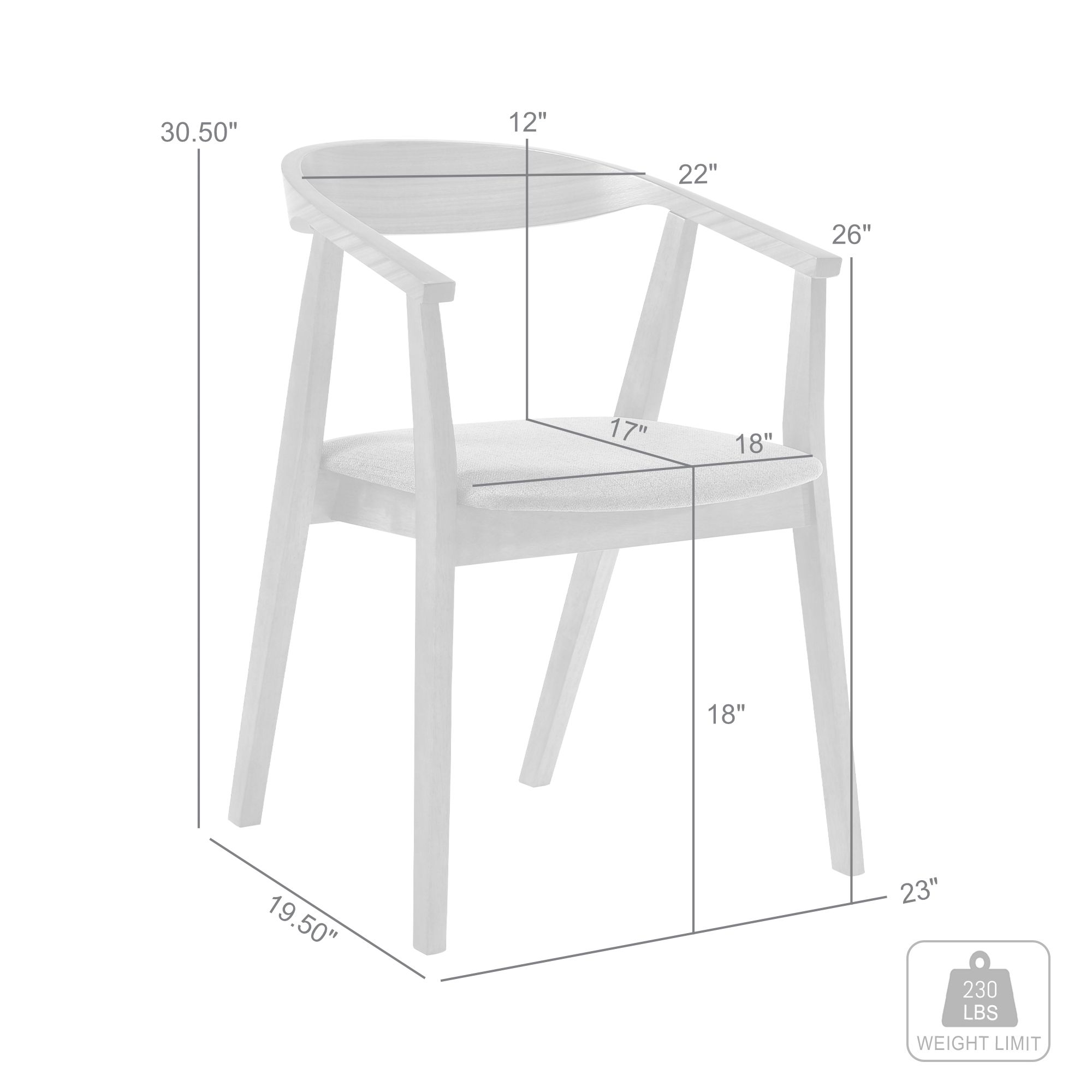 Santana Set of 2 Dining Chairs in Wood, Walnut Finish and Charcoal Fabric