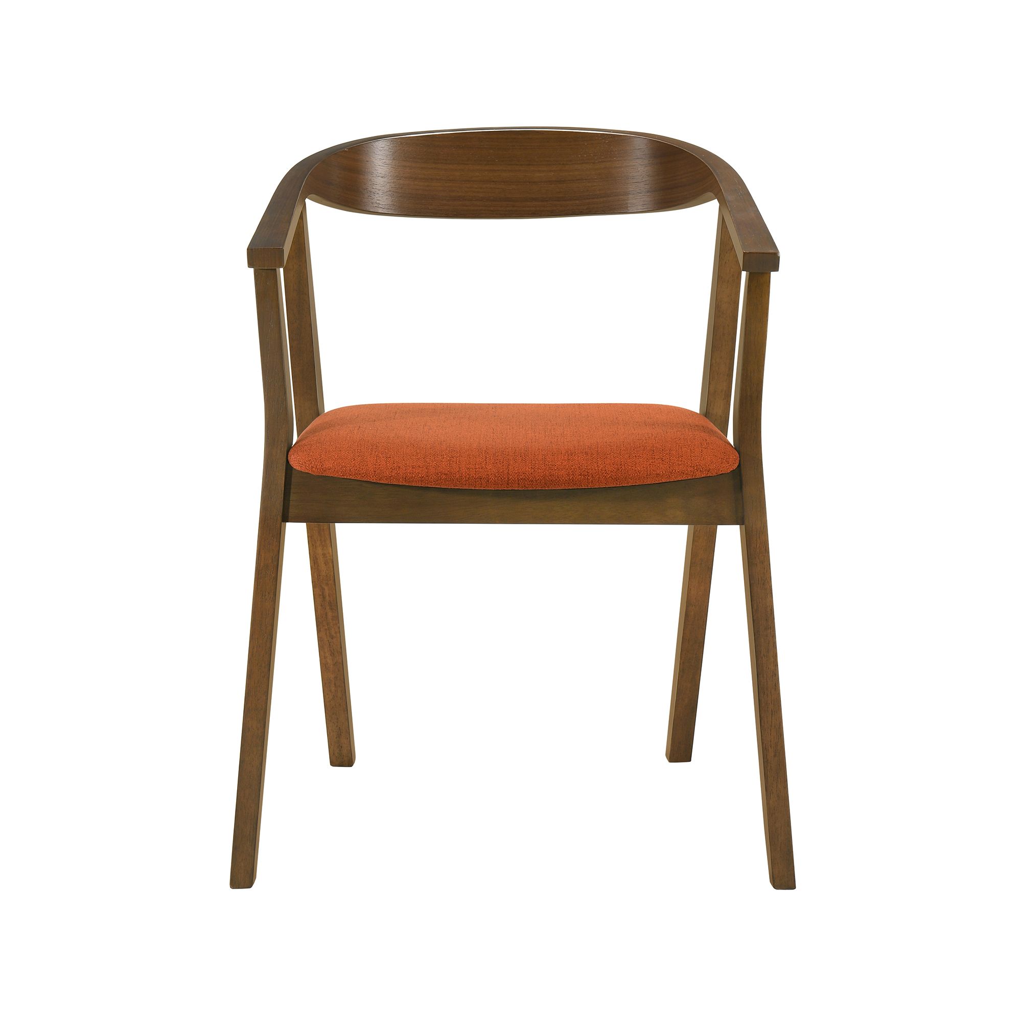 Image 4 Santana Set of 2 Dining Chairs in Wood, Walnut Finish and Orange Fabric more views