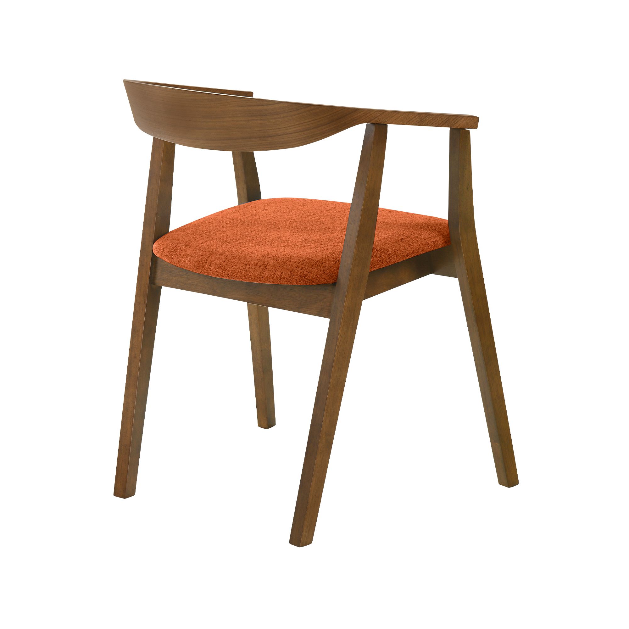 Image 5 Santana Set of 2 Dining Chairs in Wood, Walnut Finish and Orange Fabric more views