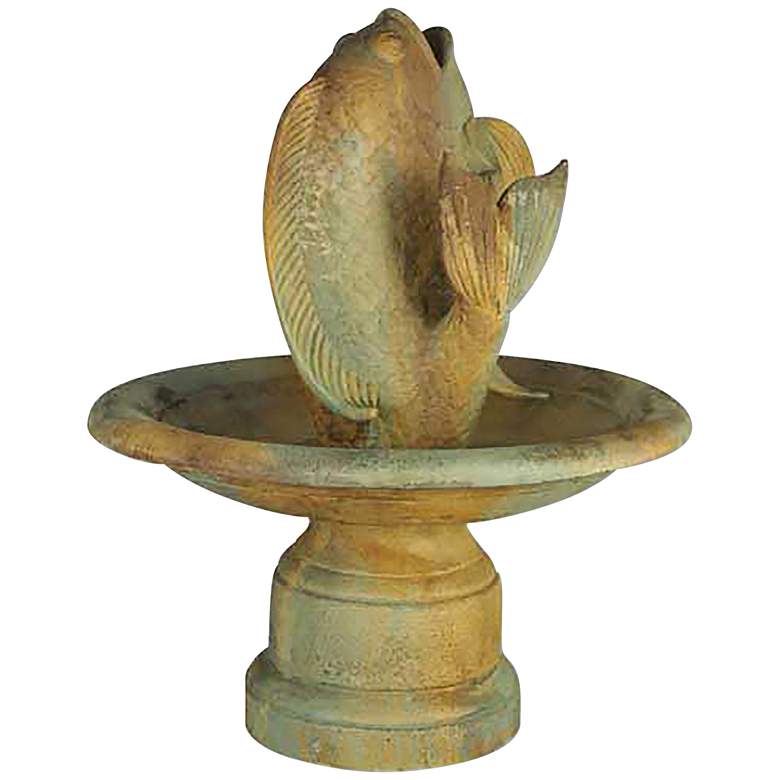 Image 1 Santi Fish and Ped Bowl Set 42"H Deep Sea Outdoor Fountain