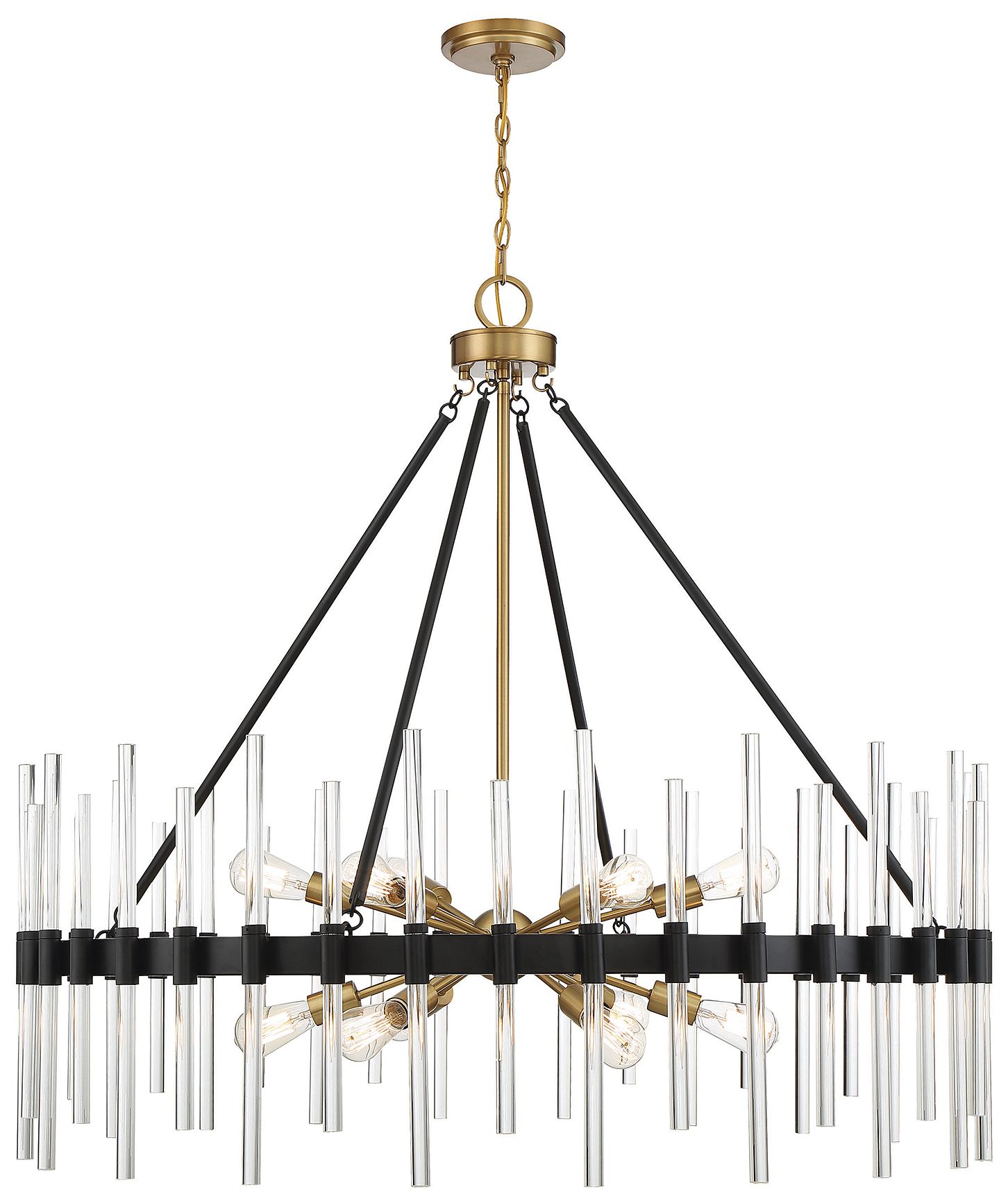 Santiago 12-Light Chandelier in Matte Black with Warm Brass Accents