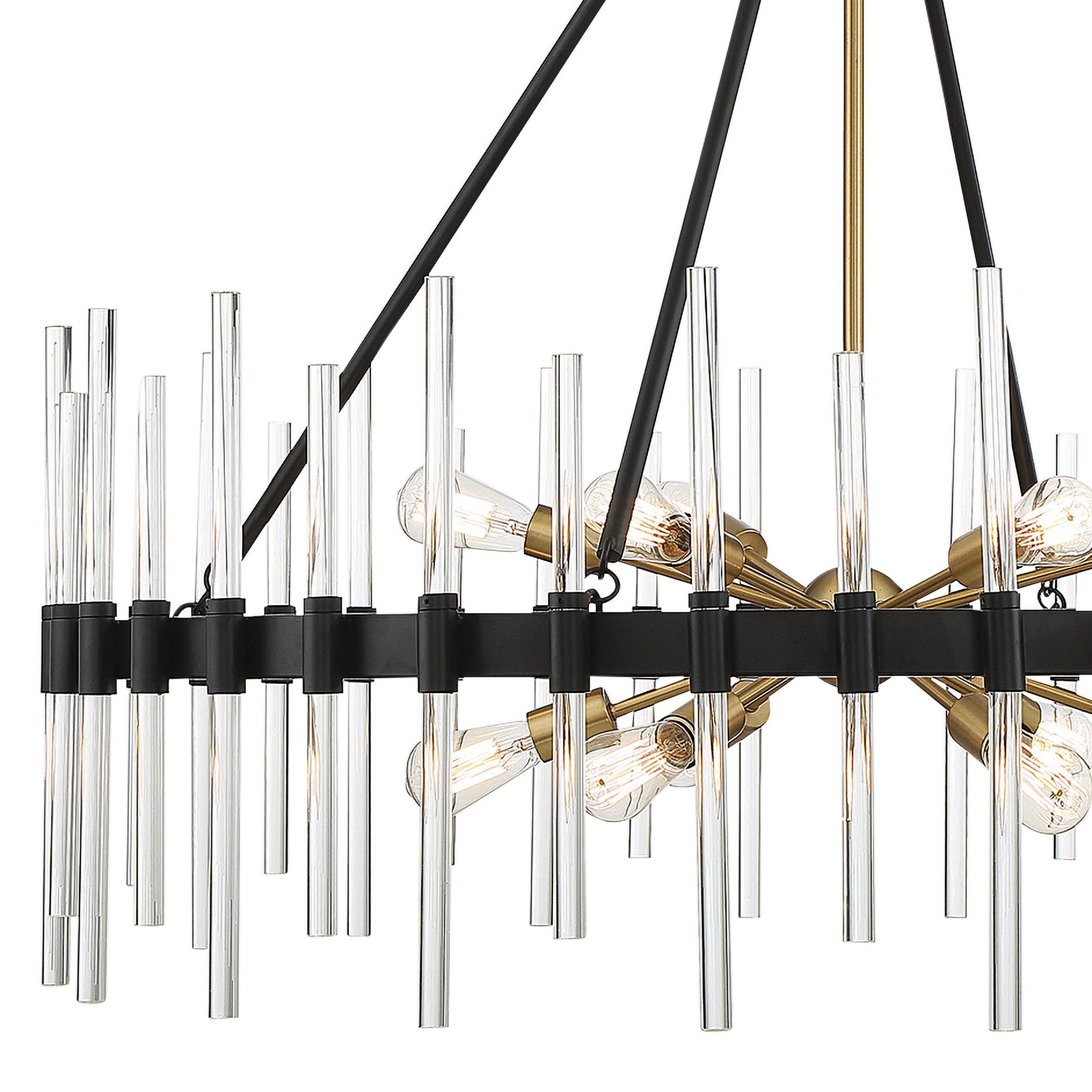 Image 3 Santiago 12-Light Chandelier in Matte Black with Warm Brass Accents more views
