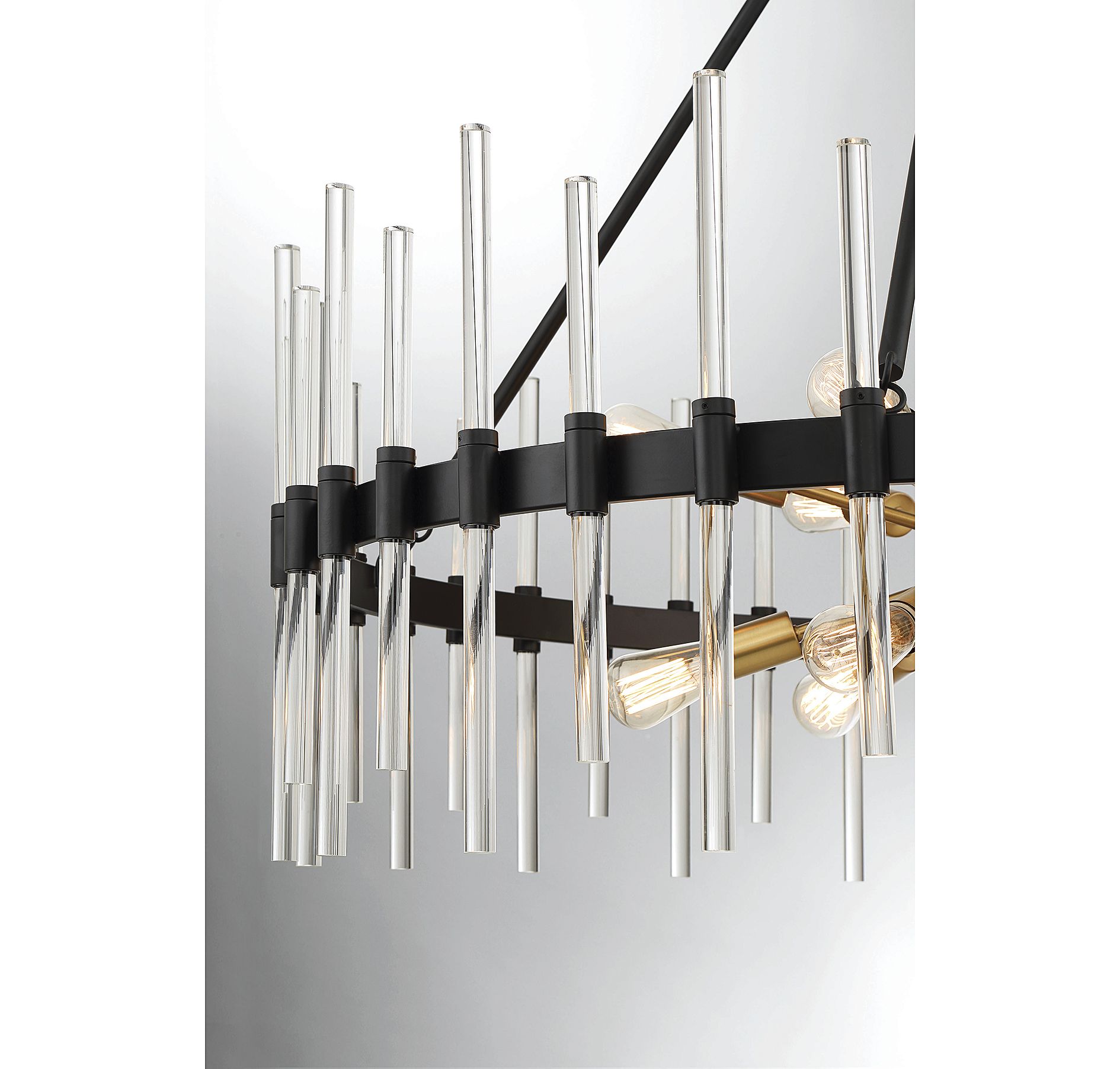 Image 4 Santiago 12-Light Chandelier in Matte Black with Warm Brass Accents more views