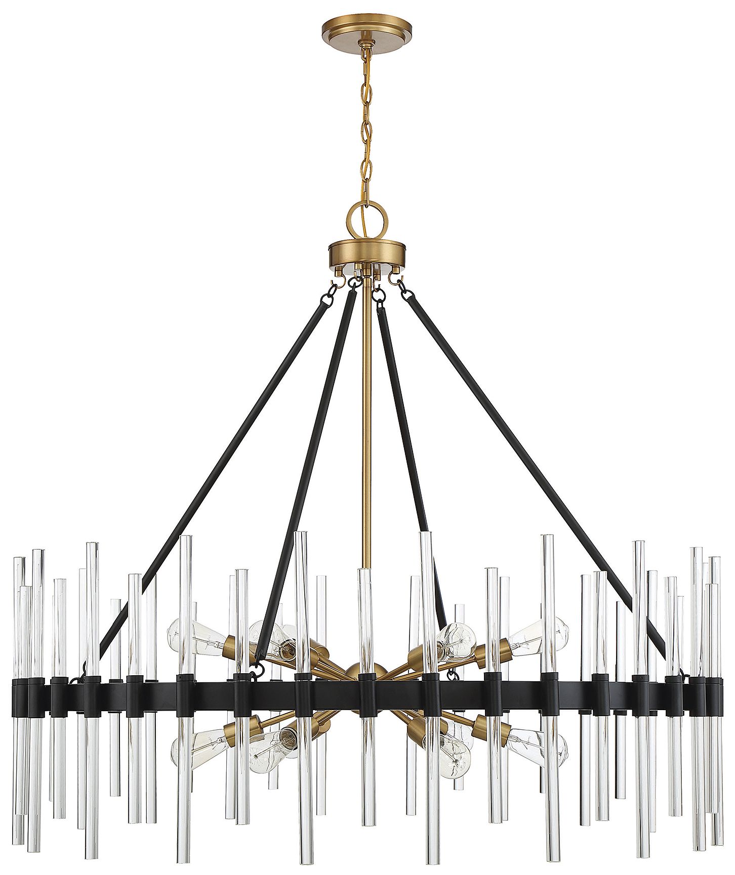 Image 5 Santiago 12-Light Chandelier in Matte Black with Warm Brass Accents more views