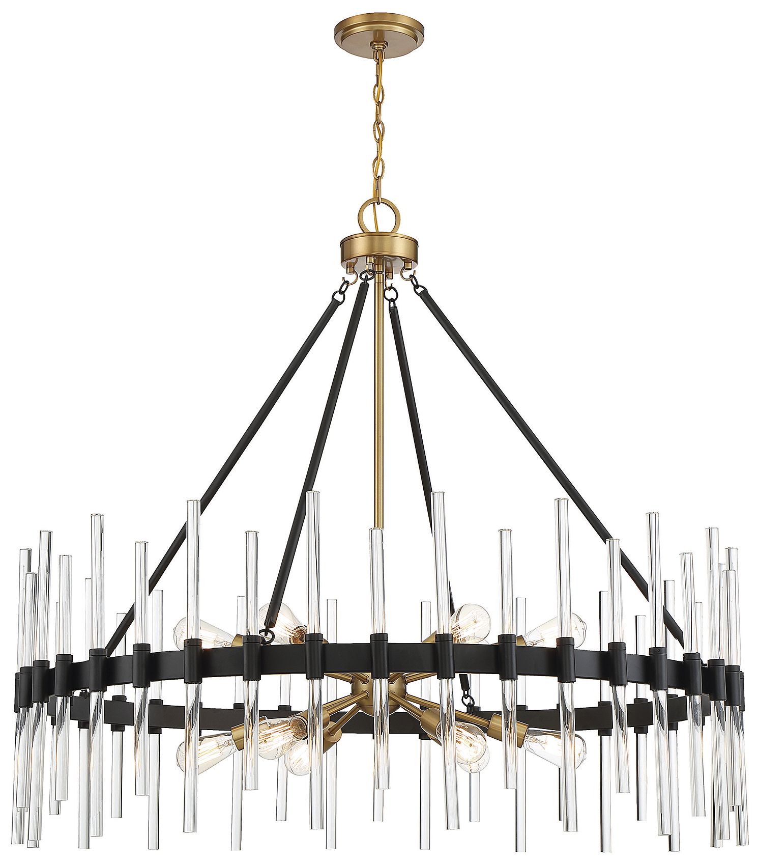 Image 6 Santiago 12-Light Chandelier in Matte Black with Warm Brass Accents more views