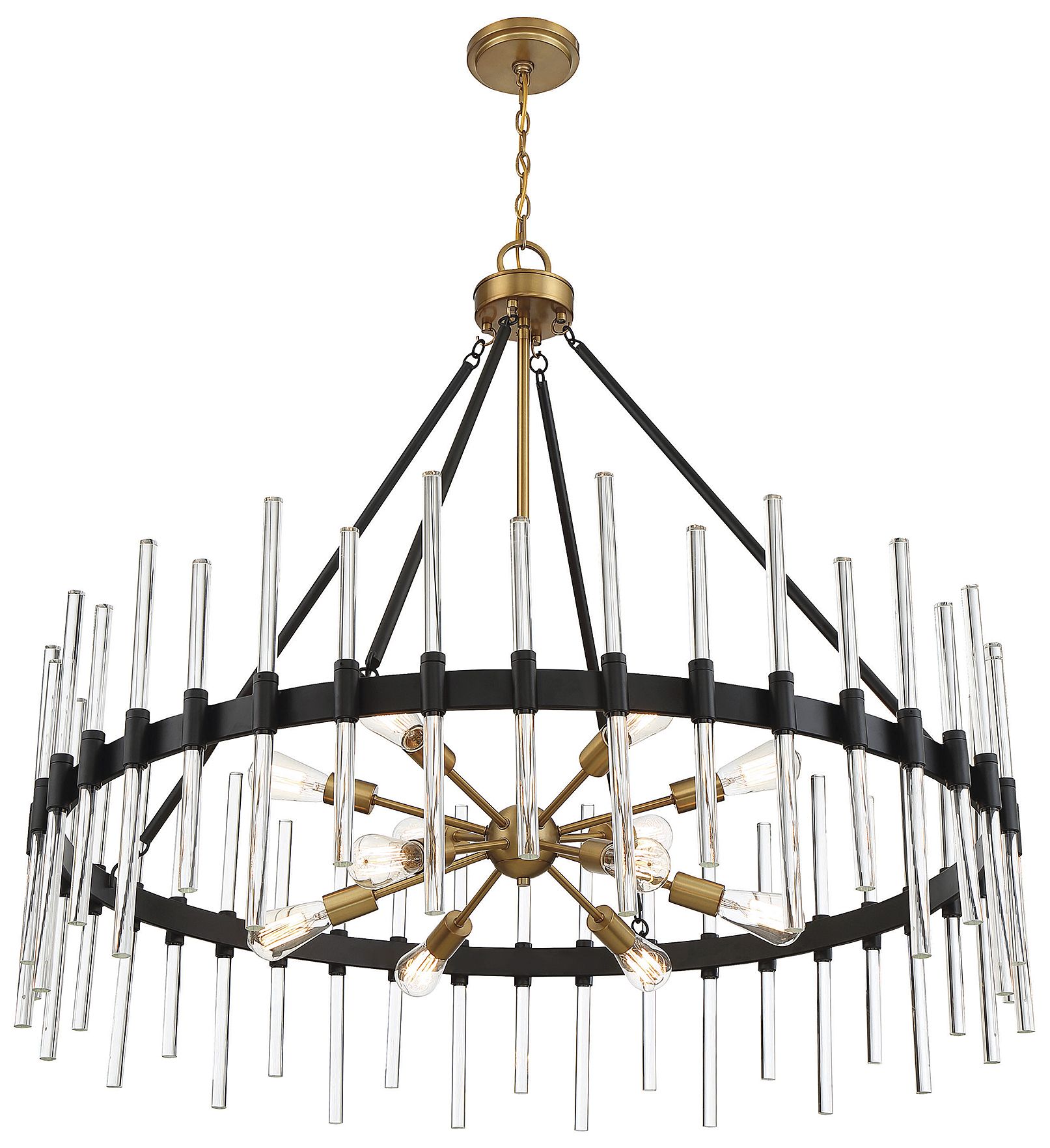 Image 7 Santiago 12-Light Chandelier in Matte Black with Warm Brass Accents more views