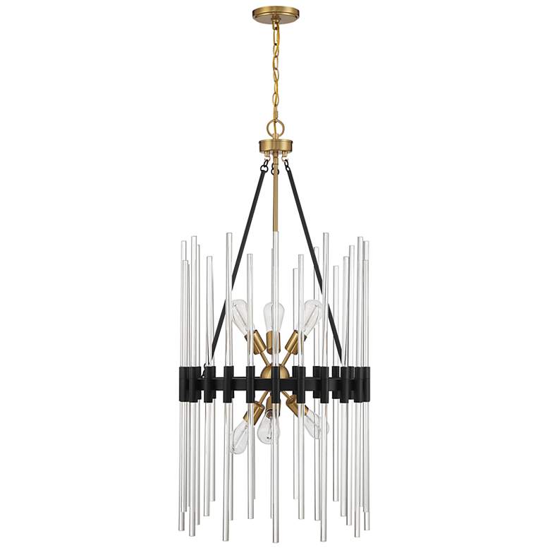 Image 2 Santiago 20"W Matte Black and Brass 6-Light Sputnik Pendant more views