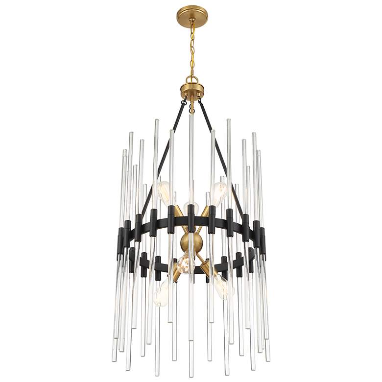 Image 4 Santiago 20"W Matte Black and Brass 6-Light Sputnik Pendant more views