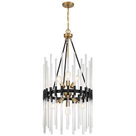 Image5 of Santiago 20"W Matte Black and Brass 6-Light Sputnik Pendant more views