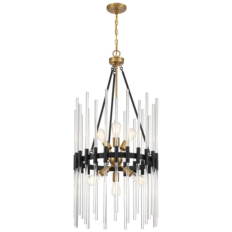 Image 5 Santiago 20"W Matte Black and Brass 6-Light Sputnik Pendant more views