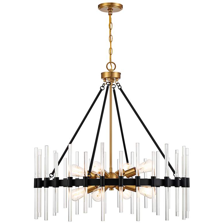 Image 1 Santiago 30" Wide Matte Black and Brass 8-Light Chandelier