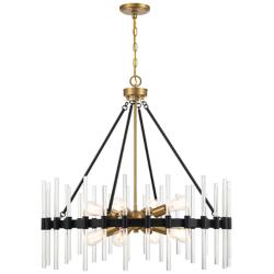 Santiago 30" Wide Matte Black and Brass 8-Light Chandelier