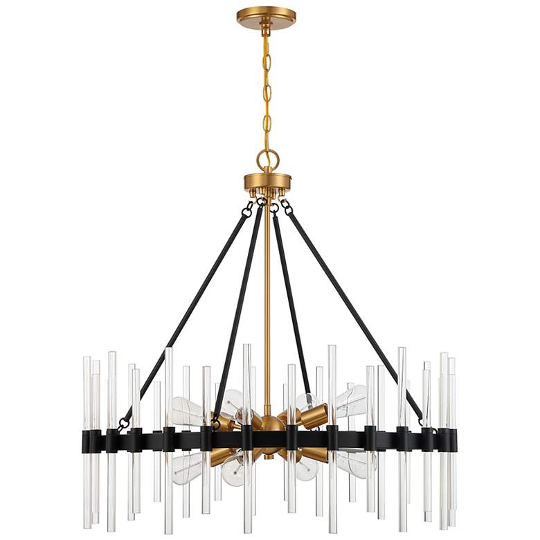 Image 2 Santiago 30" Wide Matte Black and Brass 8-Light Chandelier more views
