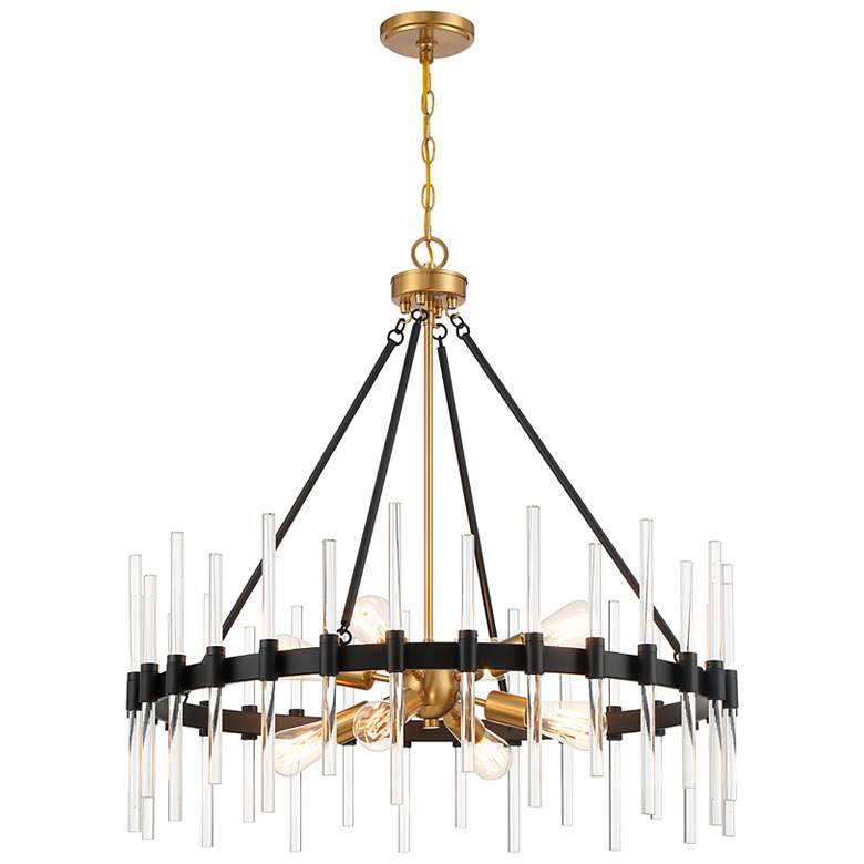 Image 3 Santiago 30" Wide Matte Black and Brass 8-Light Chandelier more views