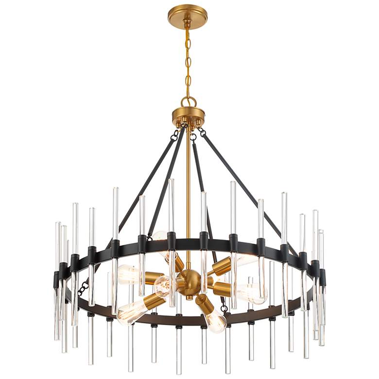 Image 4 Santiago 30" Wide Matte Black and Brass 8-Light Chandelier more views