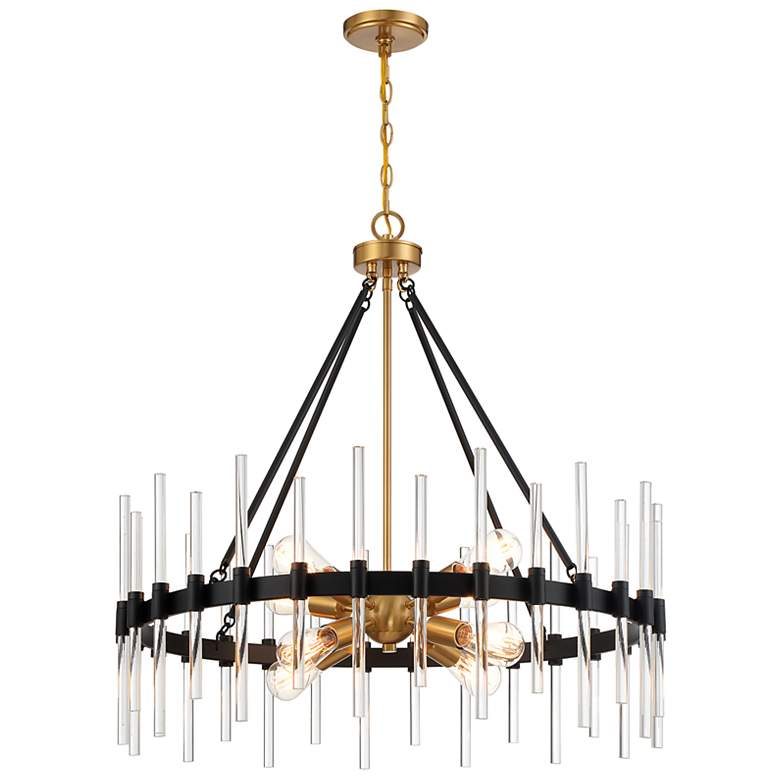Image 5 Santiago 30" Wide Matte Black and Brass 8-Light Chandelier more views