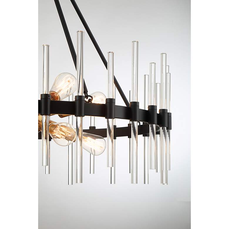 Image 6 Santiago 30" Wide Matte Black and Brass 8-Light Chandelier more views