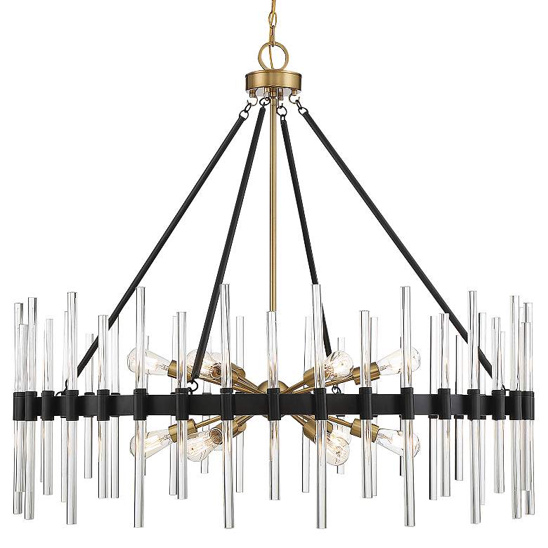 Image 2 Santiago 45"W Matte Black Brass 12-Light Sputnik Chandelier