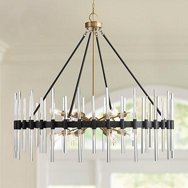 Santiago 45"W Matte Black Brass 12-Light Sputnik Chandelier