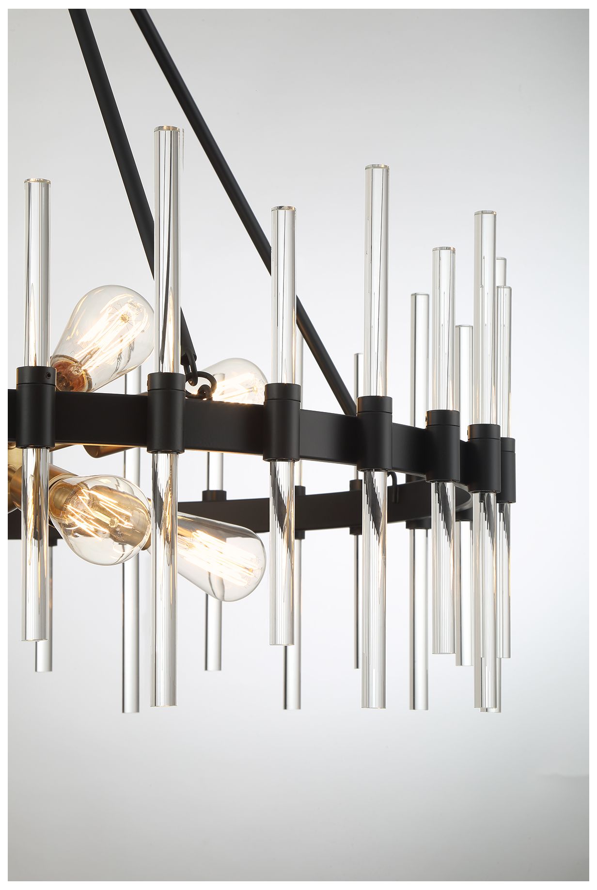 Image 6 Santiago 8-Light Pendant in Matte Black with Warm Brass Accents more views