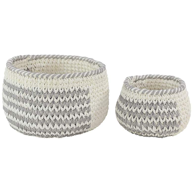 Santis Gray and White Fabric Storage Baskets Set of 2