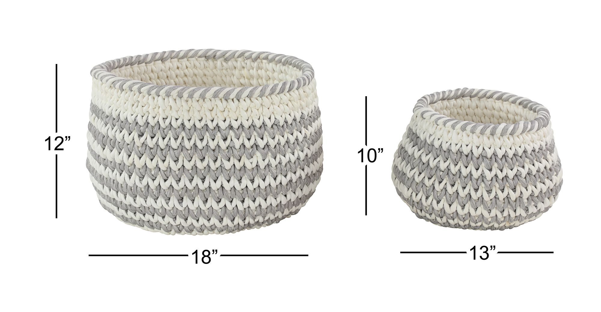 Image 5 Santis Gray and White Fabric Storage Baskets Set of 2 more views