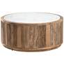 Santorini 40" Wide White Marble Brown Wood Cocktail Table